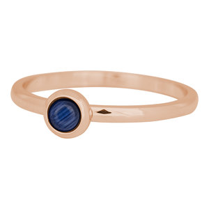 iXXXi Ring 2mm Edelstaal Rose Goudkleurig Natuursteen Navy Blue